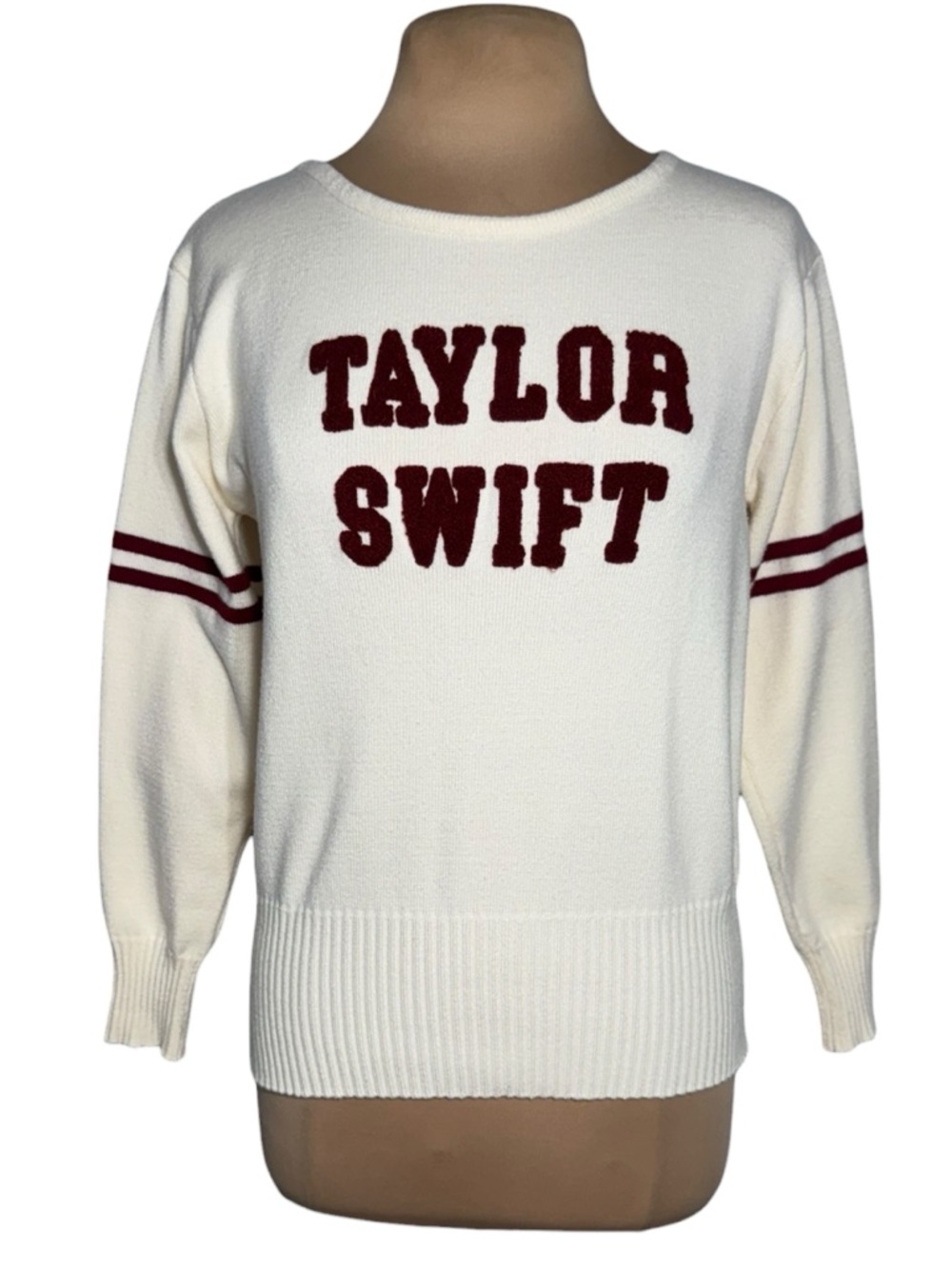 Taylor Swift Official RED TV Varsity Knit Sweater Ivory Burgundy Medium SOLD OUT